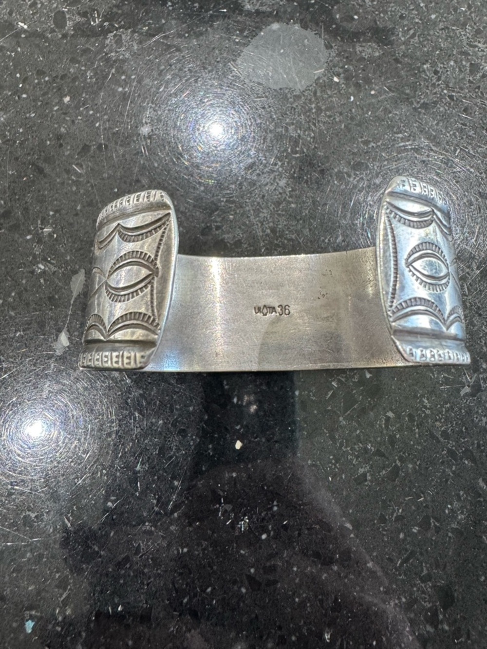 Navajo UITA 36 Stamped Sterling Cuff Bracelet - Picture 5 of 9